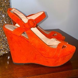 Orange Suede Platform Wedge 🧡